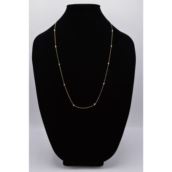 Trifari Vintage Station Necklace Gold Chain Clear Crystal Beaded Signed Bin6B - Picture 1 of 12